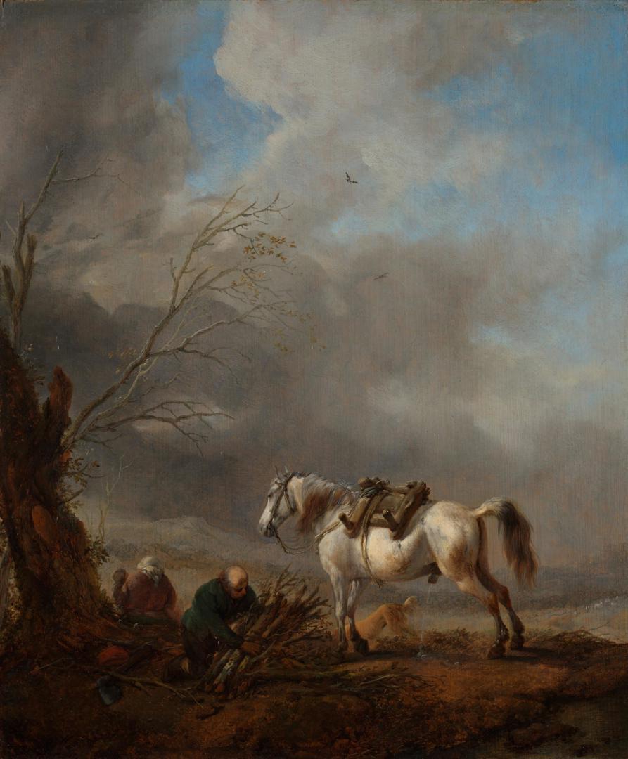 A White Horse, and an Old Man binding Faggots by Philips Wouwerman