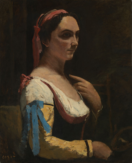 Jean-Baptiste-Camille Corot, ‘Italian Woman, or Woman with Yellow Sleeve (L'Italienne)', about 1870 © The National Gallery, London
