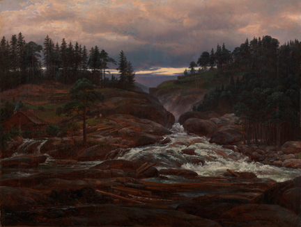 Johan Christian Dahl , 'The Lower Falls of the Labrofoss', 1827