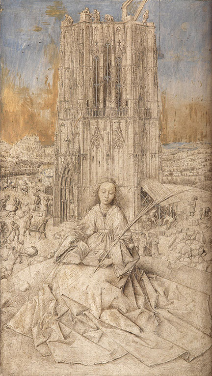 Detail from Jan van Eyck, 'Saint Barbara', 1437. Royal Museum of Fine Arts, Antwerp © www.lukasweb.be‐Art in Flanders vzw, photo Hugo Maertens