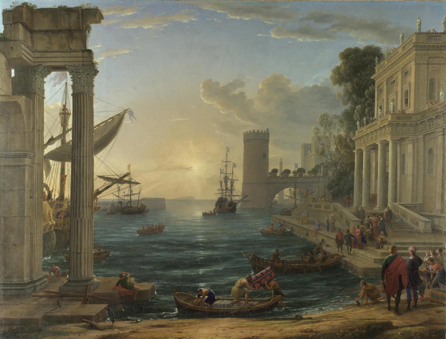 Seaport with the Embarkation of the Queen of Sheba by Claude