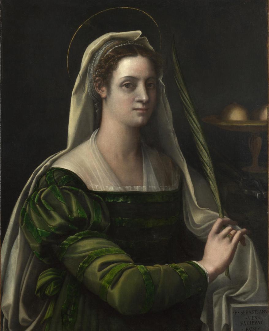 Portrait of a Lady with the Attributes of Saint Agatha by Sebastiano del Piombo