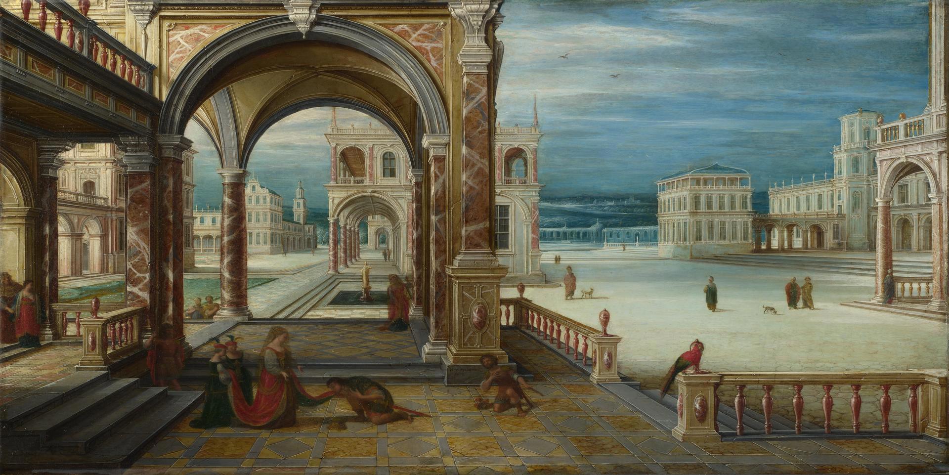 The Courtyard of a Renaissance Palace by Hendrick van Steenwyck the Younger
