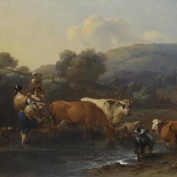 Peasants with Cattle fording a Stream