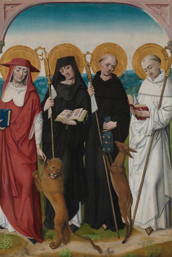 Saints Jerome, Bernard (?), Giles and Benedict (?) by Workshop of the Master of the Life of the Virgin