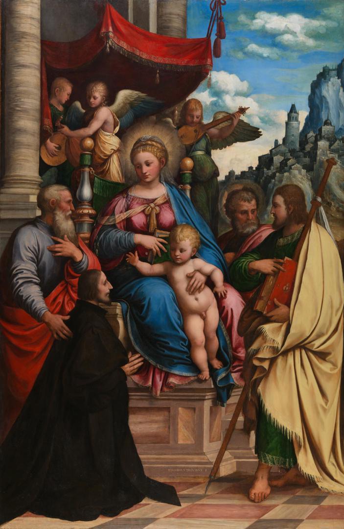 The Virgin and Child with Saints and Filippo Fasanini by Girolamo da Treviso