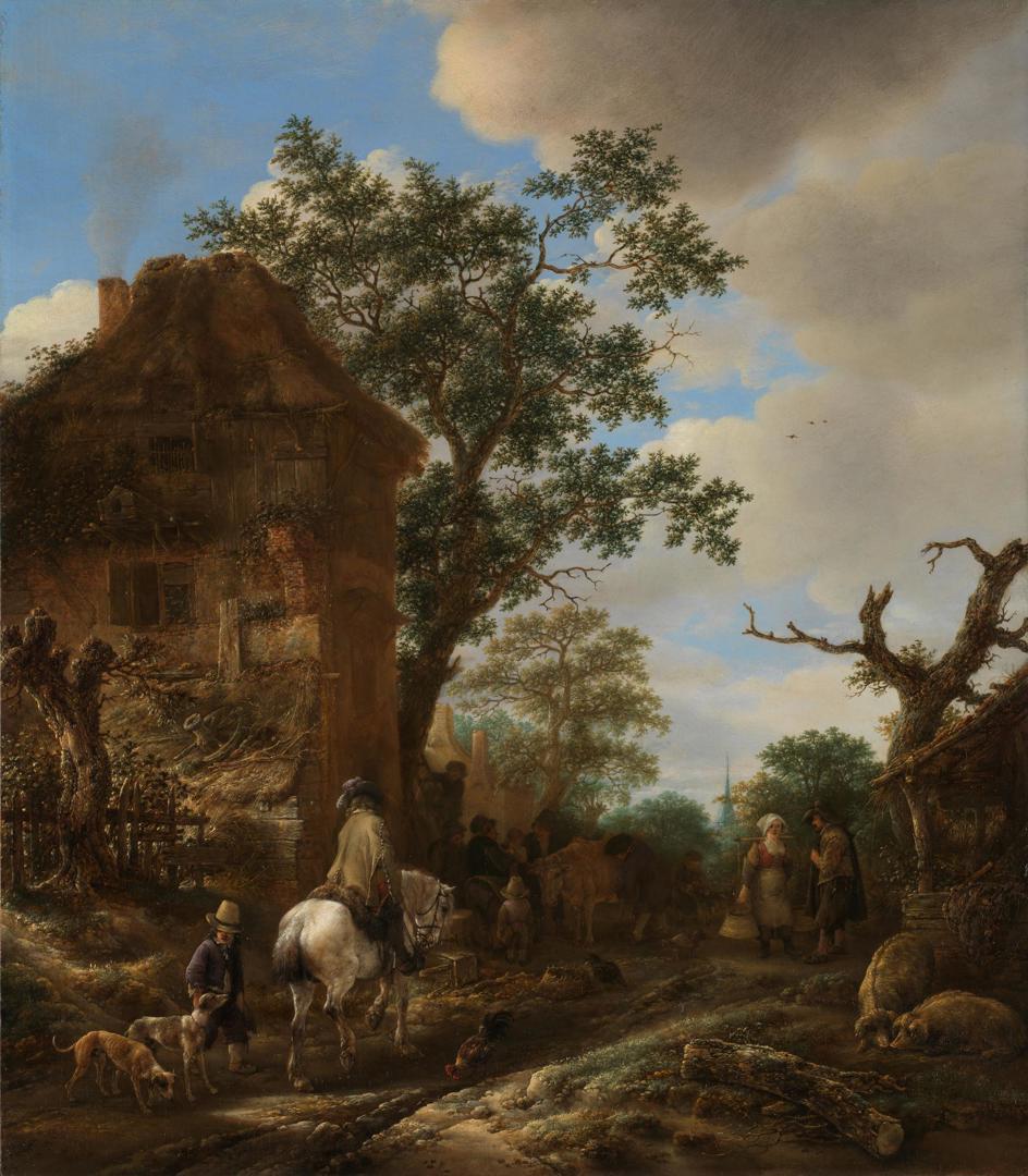 The Outskirts of a Village, with a Horseman by Isack van Ostade