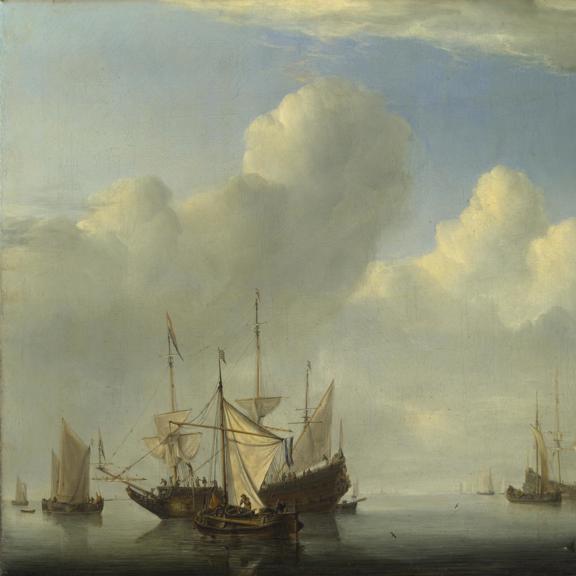 A Dutch Ship coming to Anchor
