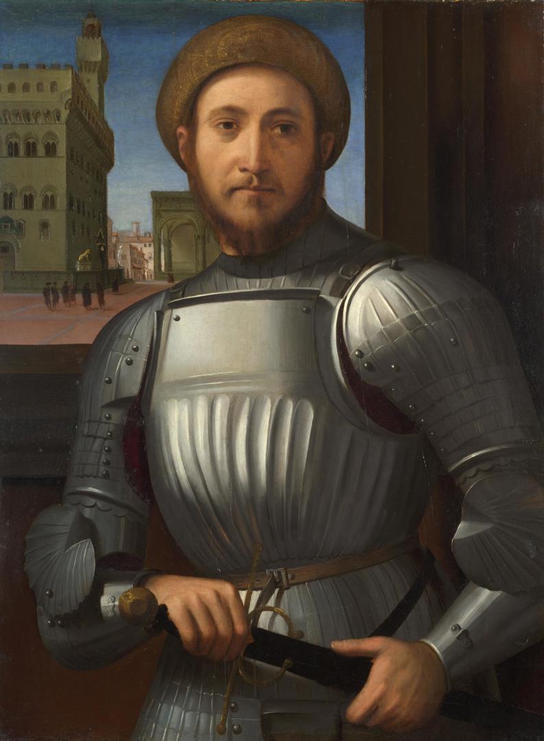 Portrait of a Man in Armour by Possibly by Francesco Granacci