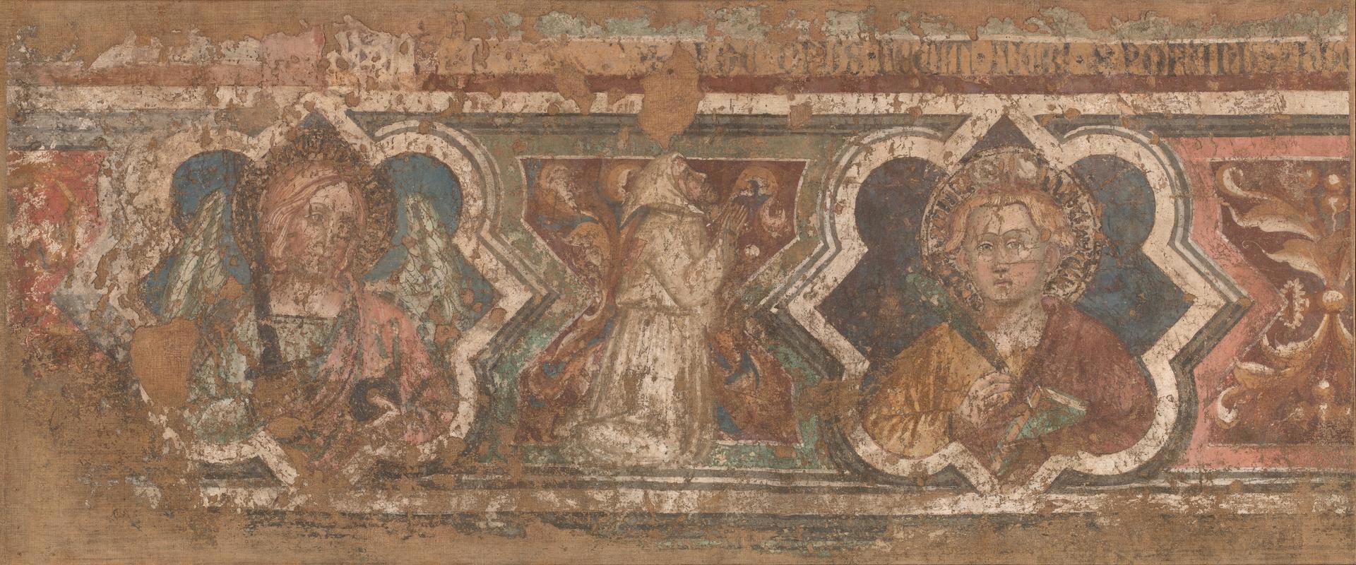 Decorative Border with a Kneeling Flagellant and Saints by Spinello Aretino