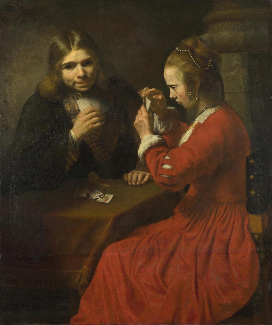 A Young Man and a Girl playing Cards by Follower of Rembrandt