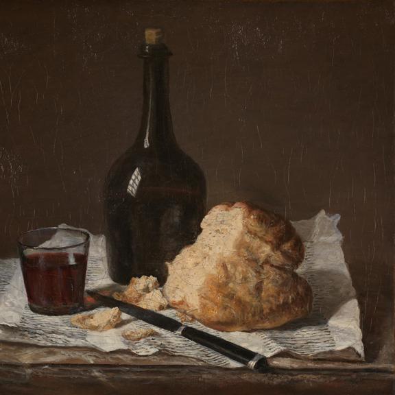 Still Life with Bottle, Glass and Loaf