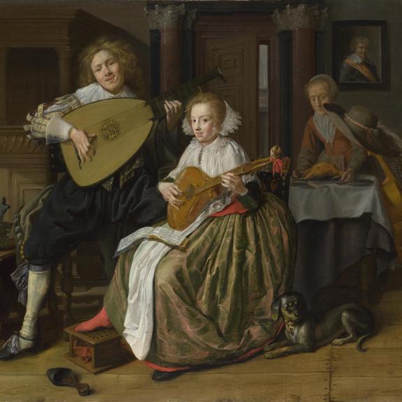 A Young Man and Woman making Music