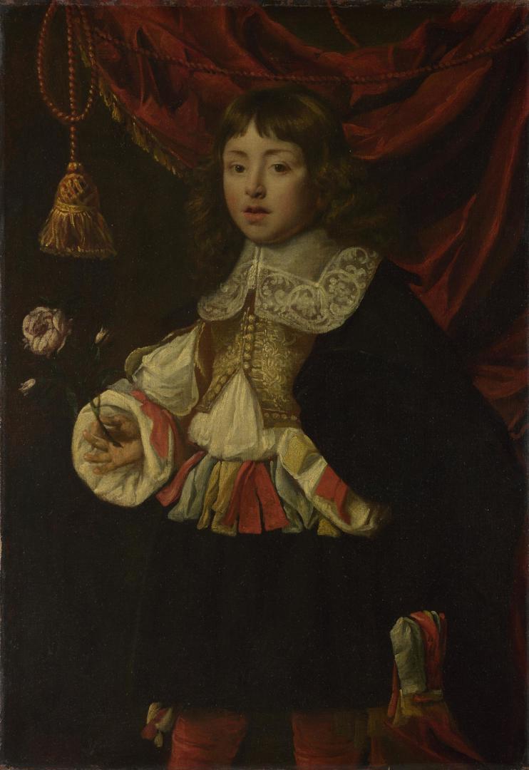 Portrait of a Boy holding a Rose by Flemish