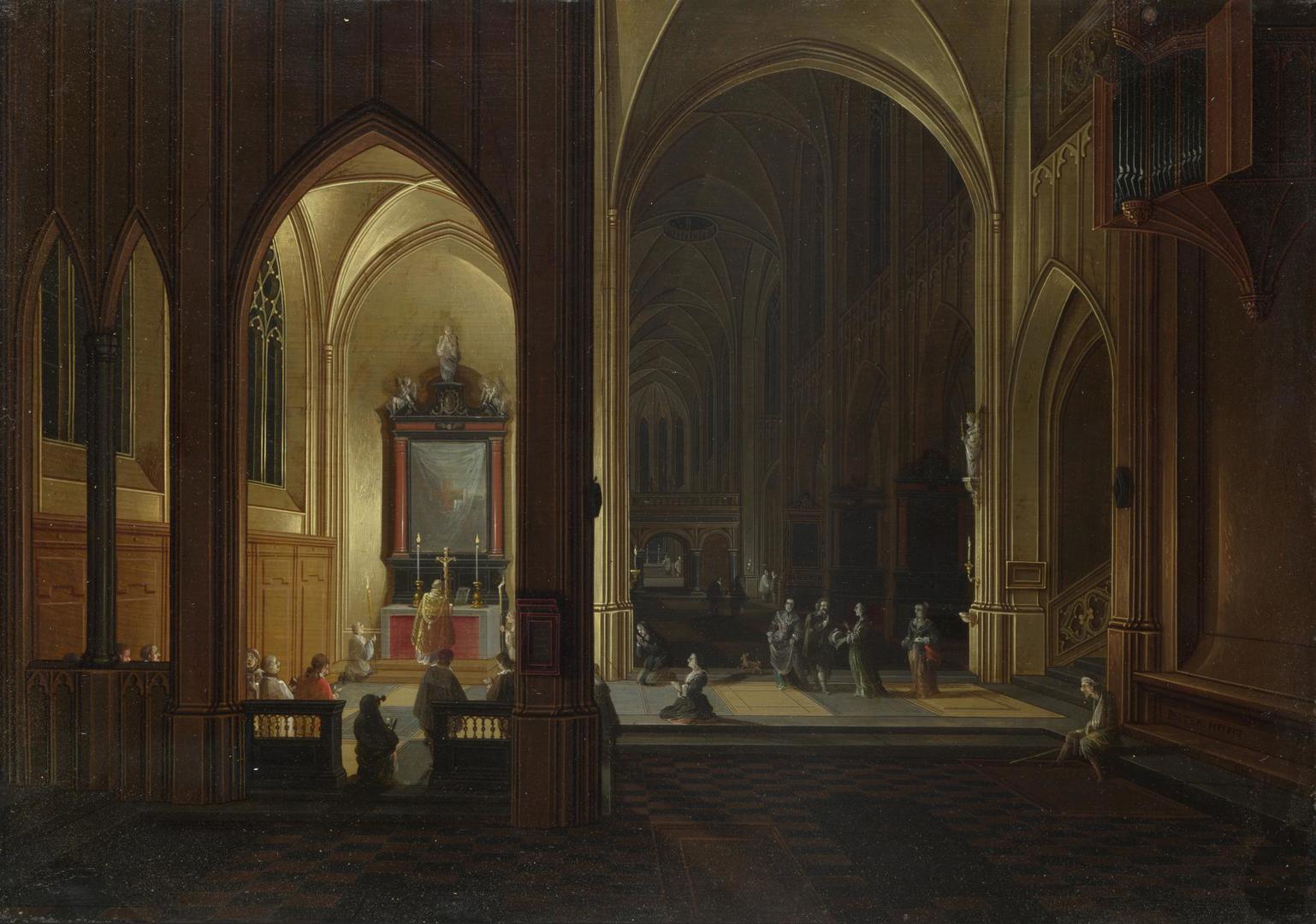 An Evening Service in a Church by Pieter Neeffs the Elder and Bonaventura Peeters the Elder