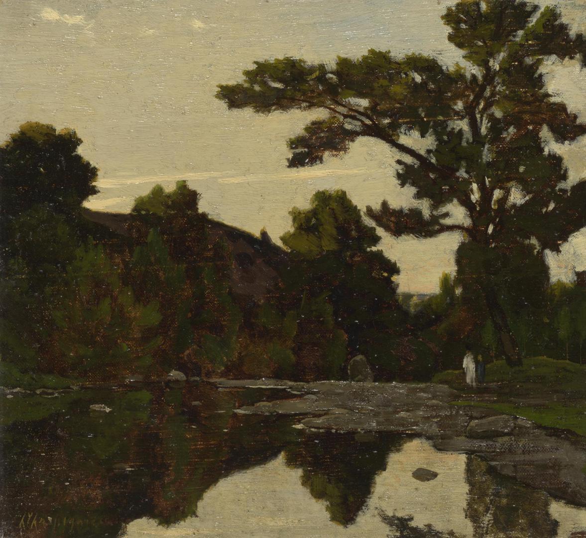 A River Scene by Henri-Joseph Harpignies