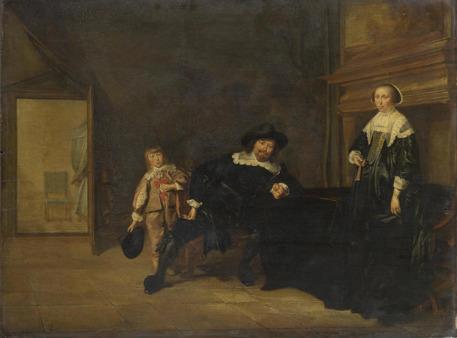 Portrait of a Man, a Woman and a Boy in a Room by Pieter Codde