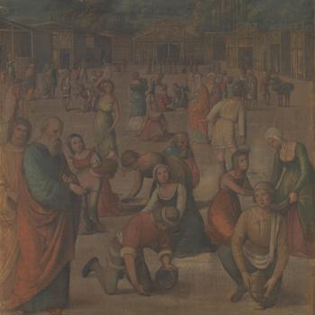 The Israelites gathering Manna