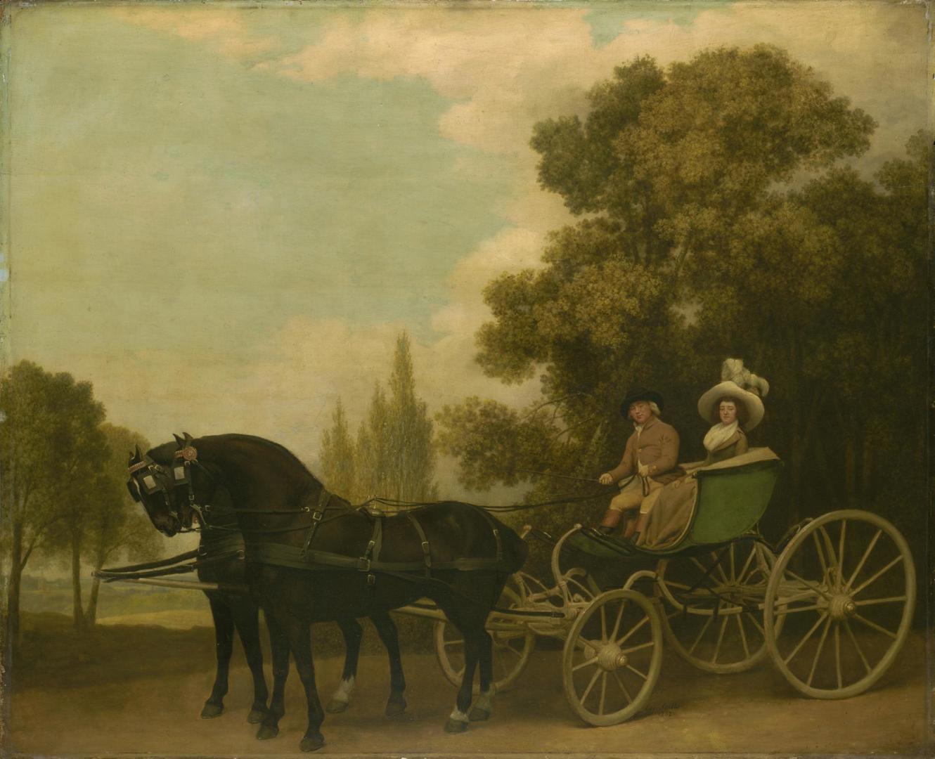 A Gentleman driving a Lady in a Phaeton by George Stubbs