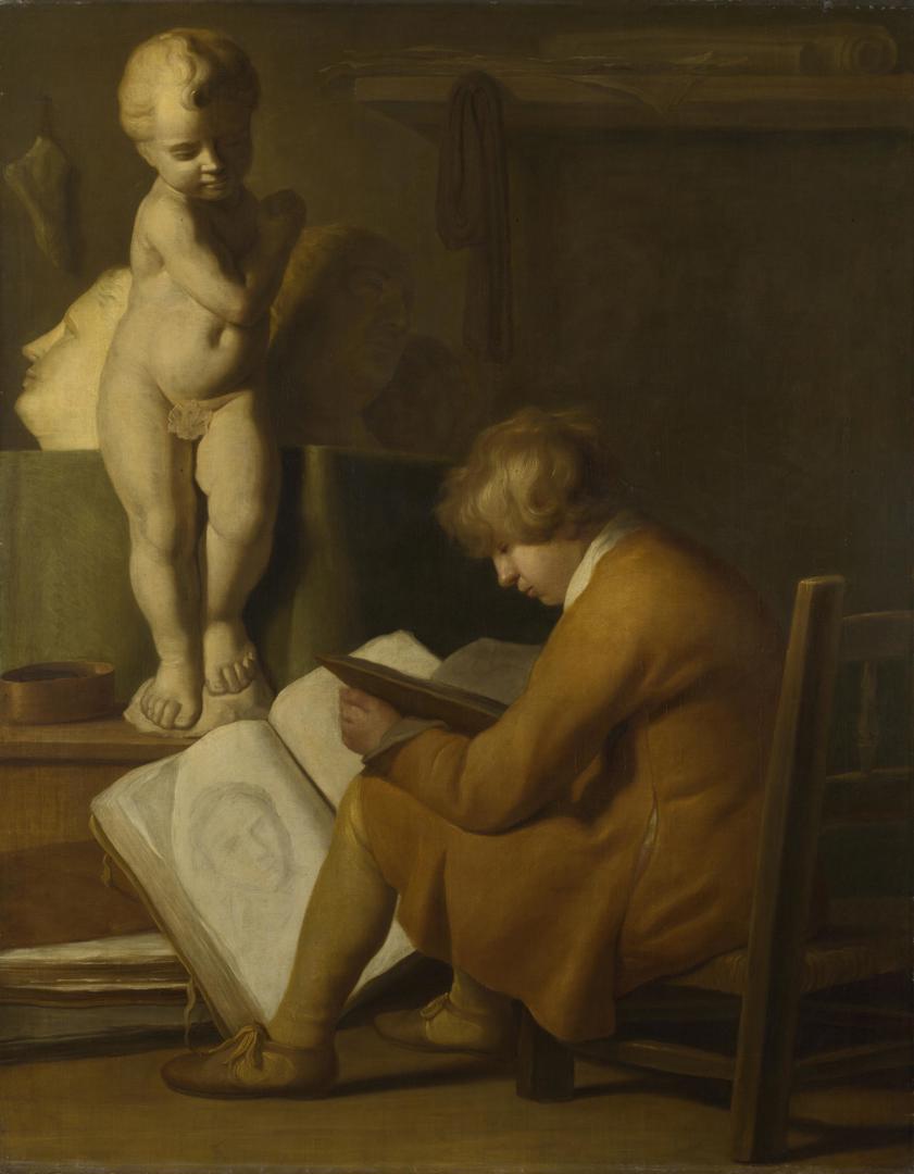 A Boy seated Drawing by After Wallerant Vaillant