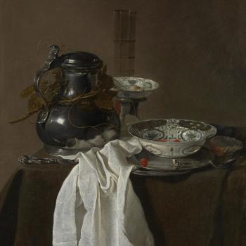 Still Life with a Pewter Flagon and Two Ming Bowls