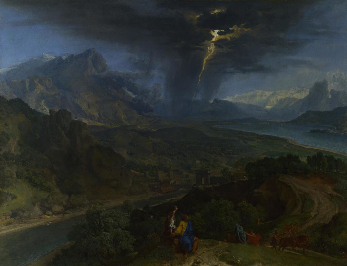 Mountain Landscape with Lightning by Francisque Millet