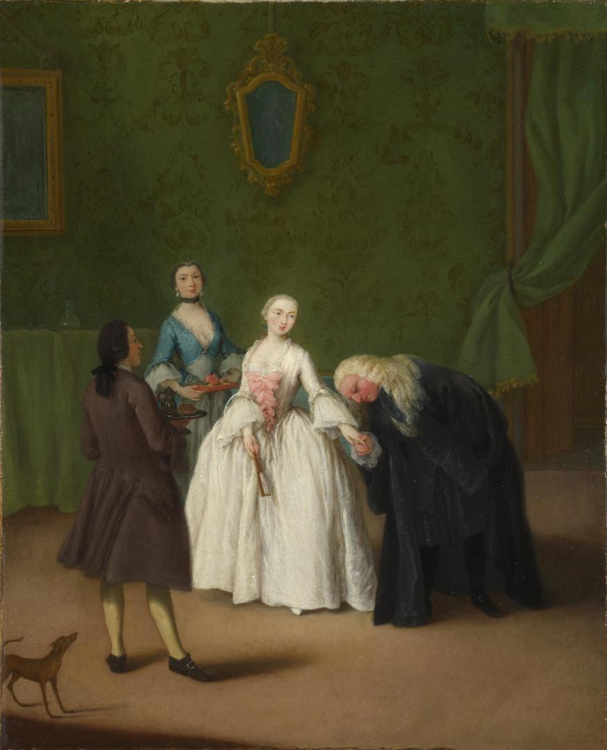 A Nobleman kissing a Lady's Hand by Pietro Longhi