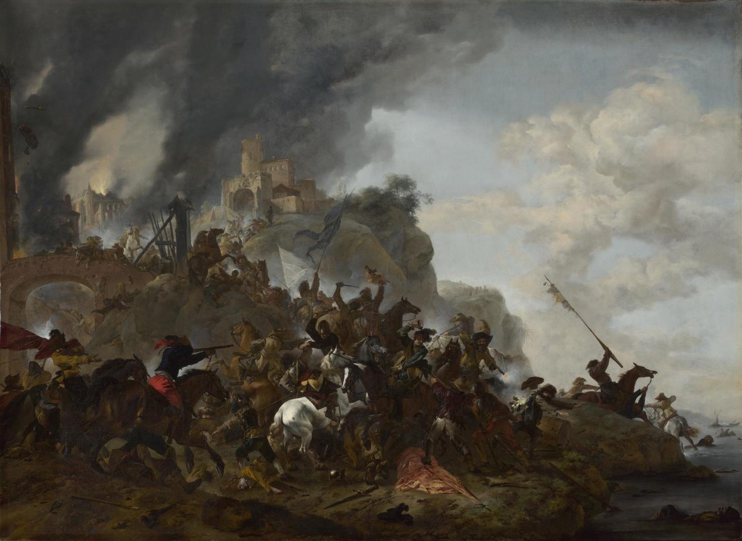 Cavalry making a Sortie from a Fort on a Hill by Philips Wouwerman