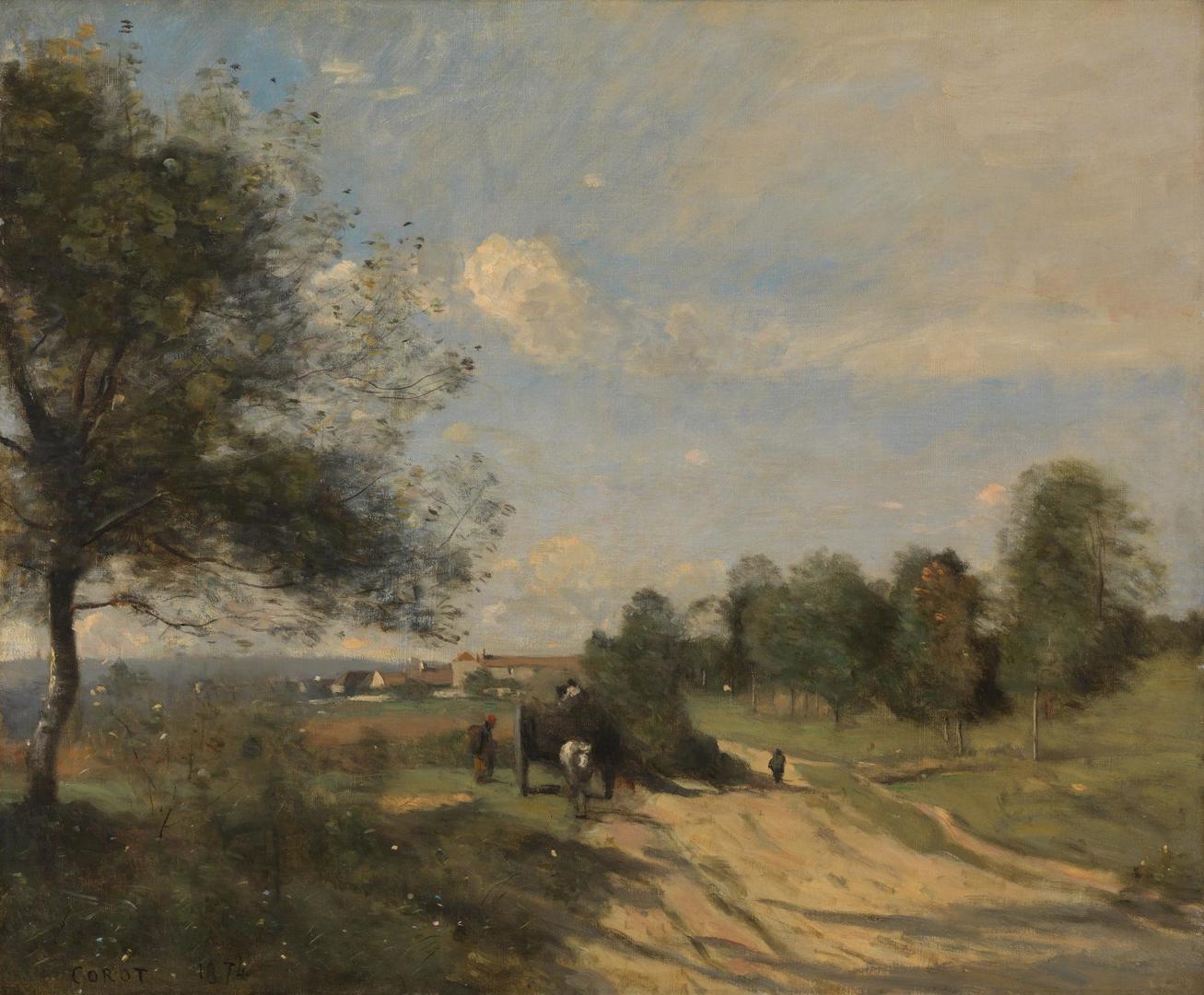 The Wagon ('Souvenir of Saintry') by Jean-Baptiste-Camille Corot