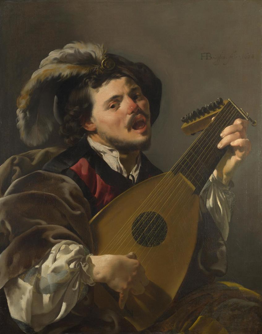 A Man playing a Lute by Hendrick ter Brugghen