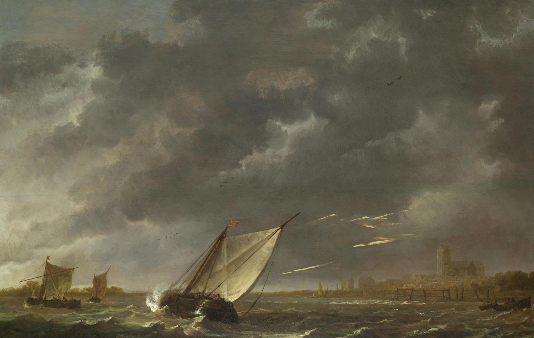 The Maas at Dordrecht in a Storm by Aelbert Cuyp