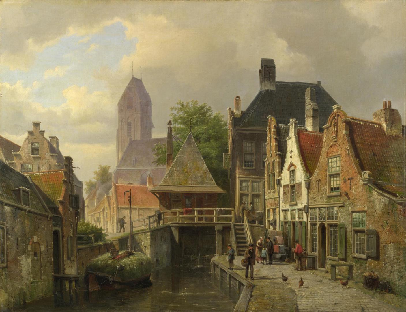 View of Oudewater by Willem Koekkoek