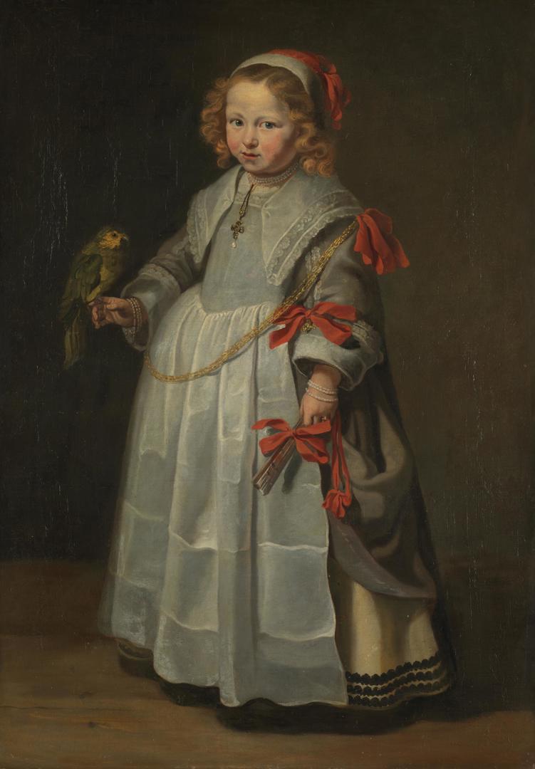 Portrait of a Girl with a Parrot by Netherlandish
