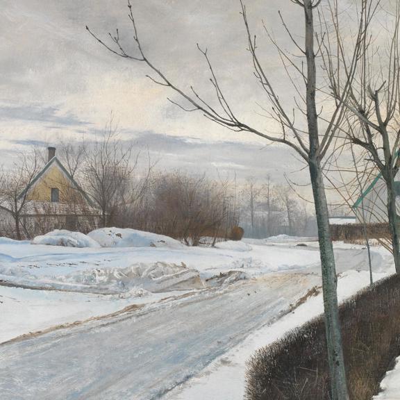 Road in the Village of Baldersbrønde (Winter Day)