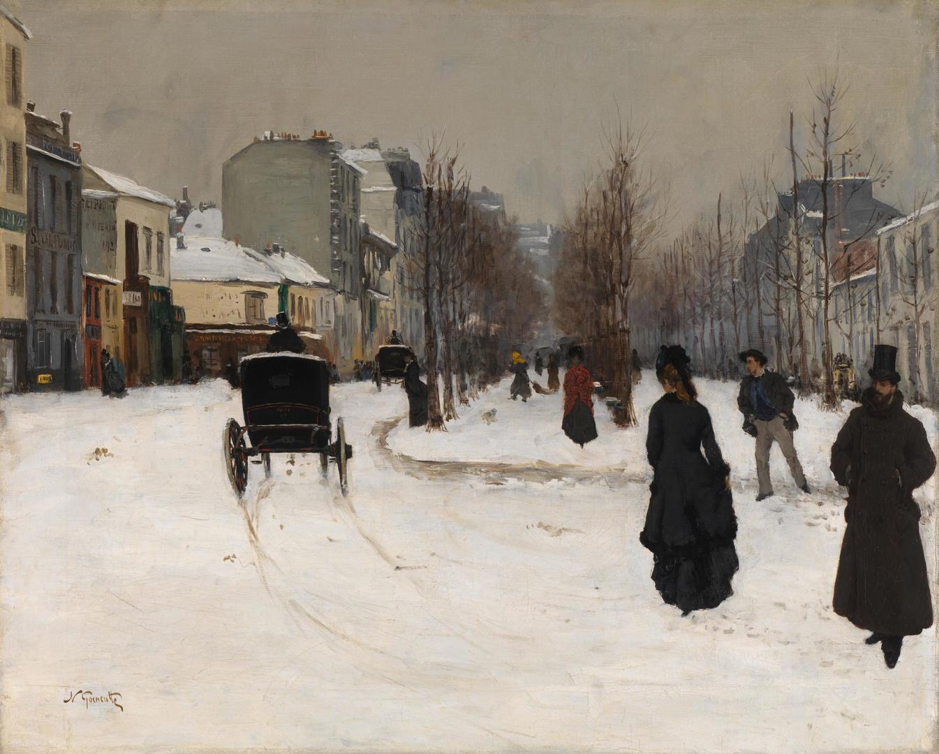The Boulevard de Clichy under Snow by Norbert Goeneutte