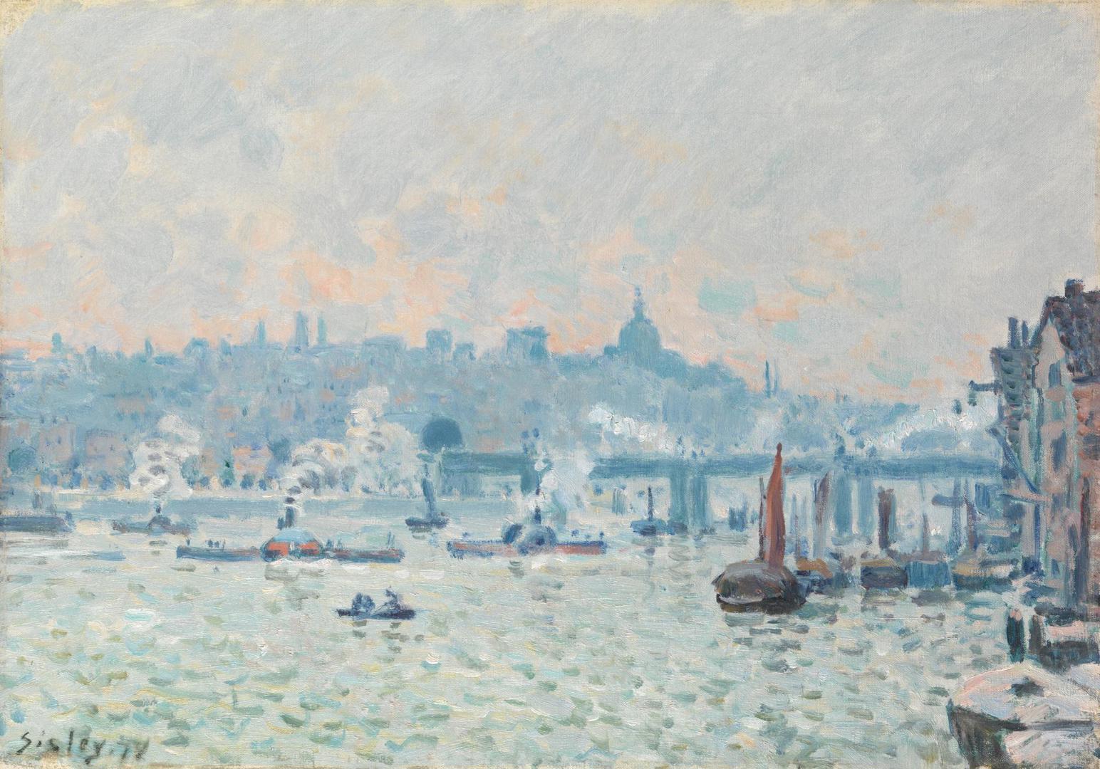 View of the Thames: Charing Cross Bridge by Alfred Sisley