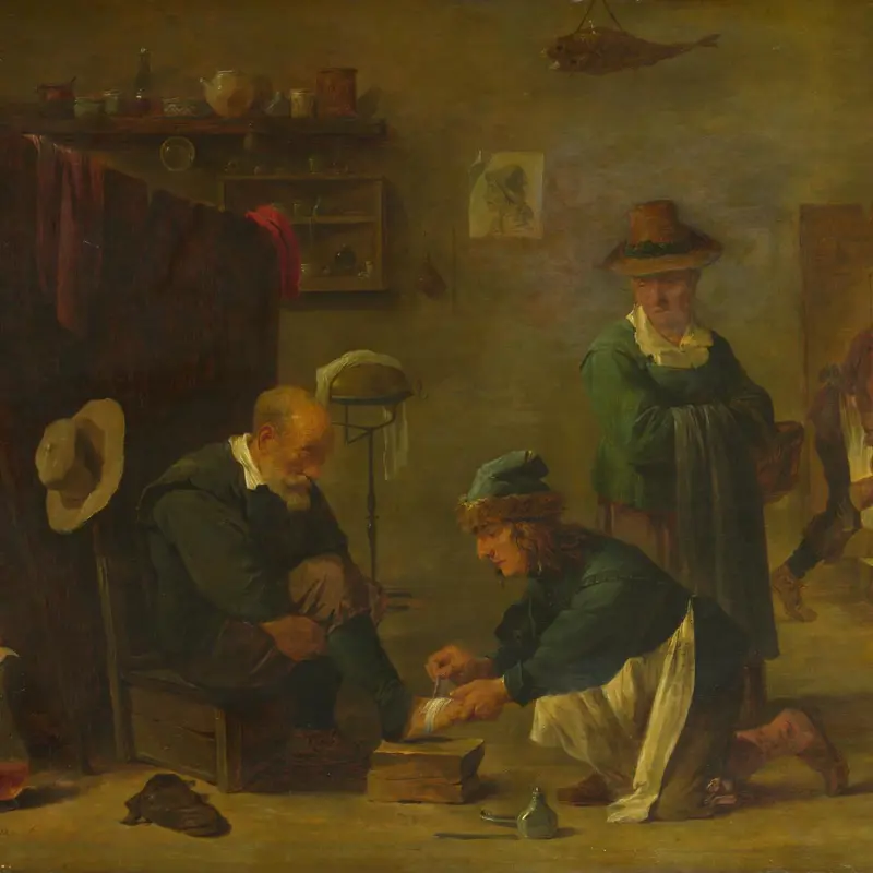 A Doctor tending a Patient's Foot in his Surgery