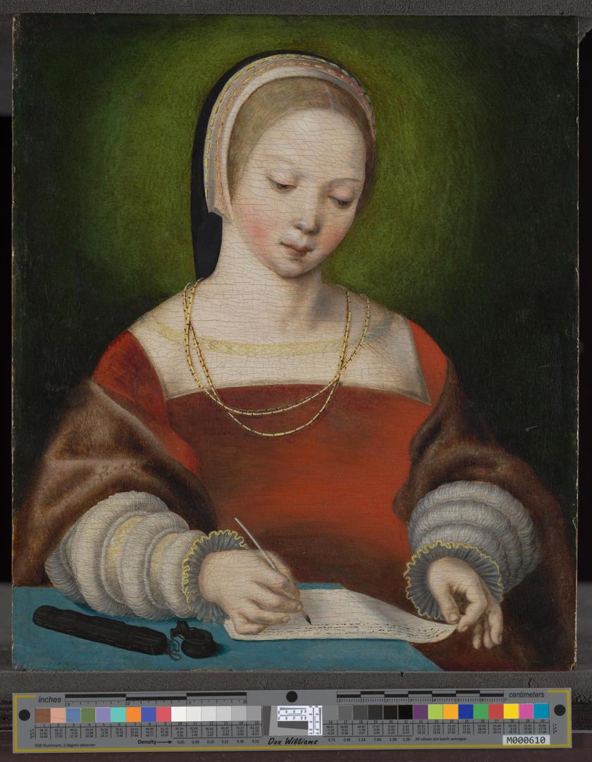 A Young Woman Writing by After Jan Sanders van Hemessen