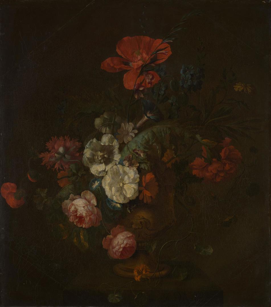 Flowers in a Stone Vase by Style of Jan van Huysum
