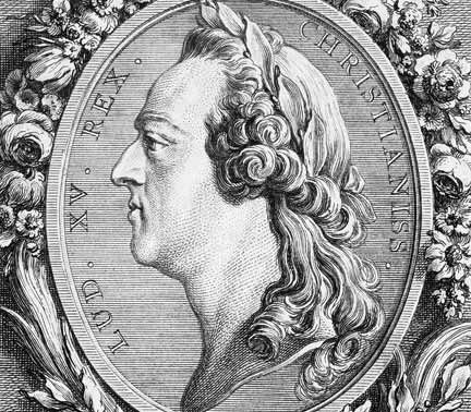 Detail of engraving of Louis XV, 1675