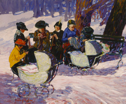 George Luks, 'Knitting for the Soldiers: High Bridge Park'