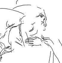 Detail of the tracing of Leonardo's unused underdrawing for 'The Virgin of the Rocks'.