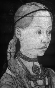 fig. 4 Infrared reflectogram of NG6511.1 showing a detail of the head of Saint Genevieve