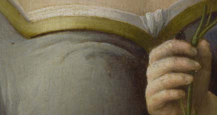 Detail from Raphael, 'The Madonna of the Pinks', about 1506-7