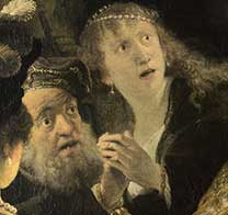 Detail from Rembrandt, 'Belshazzar's Feast', about 1635