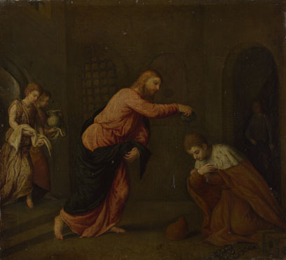 Paris Bordone: 'Christ baptising Saint John Martyr, Duke of Alexandria'