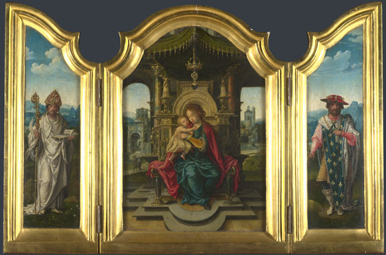 Attributed to the workshop of Pieter Coecke van Aalst: 'The Virgin and Child Enthroned'