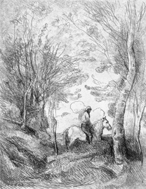 Corot, ‘Le grand cavalier sous bois’, 1854