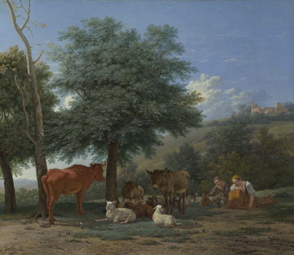 Karel Dujardin: 'Farm Animals with a Boy and Herdswoman'