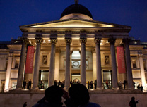 Portico entrance at night